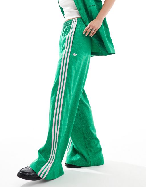 Pantalones de chándal verdes de satén de adidas Originals