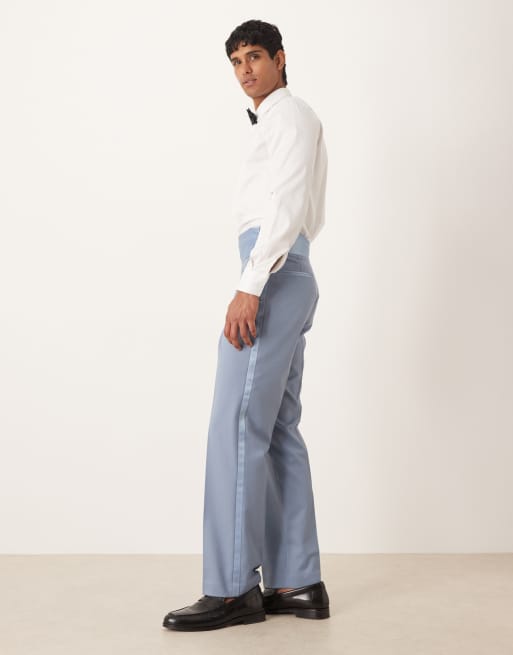 Pantalones de esmoquin azules de corte recto con cinturilla estilo fajín de ASOS DESIGN, 3 de 5