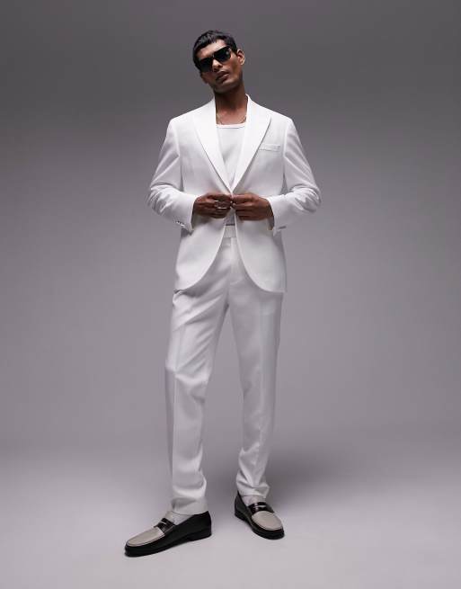 Pantalones de esmoquin blancos de corte slim de Topman
