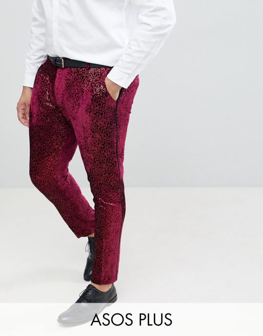 Esmoquin muy ajustado en burdeos con lentejuelas en toda la prenda de ASOS EDITION Plus, 3 de 3