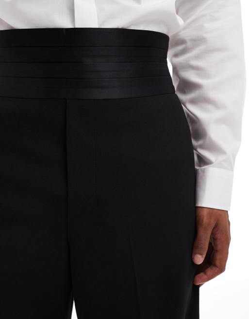 Pantalones TUXEDO Para Hombre Tux Pant Flat Front Satin Band Stripe