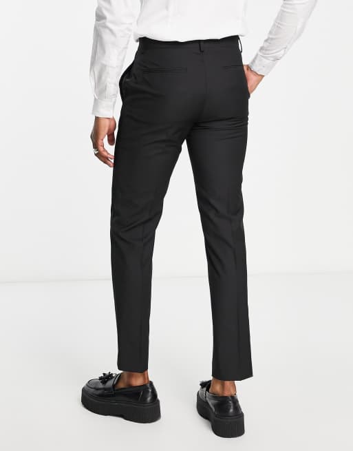 Pantalones de esmoquin negros de corte slim con banda lateral de satén de ASOS DESIGN, 2 de 4