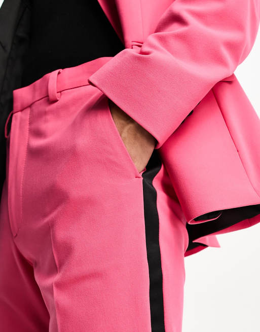 Pantalones de esmoquin rosa intenso de corte superpitillo de ASOS DESIGN, 4 de 5