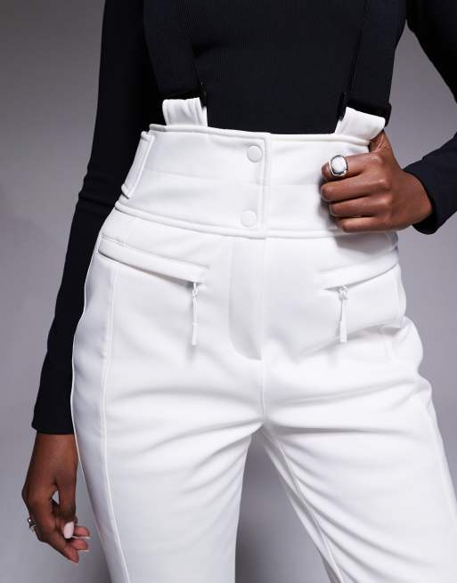 Pantalones de esquí blancos hidrófugos de corte acampanado de softshell Ski de ASOS 4505, 5 de 5