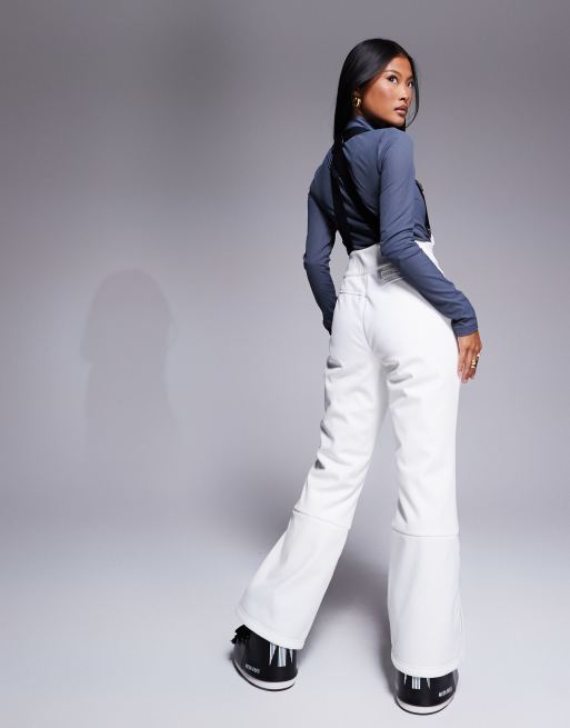 Pantalones de esquí blancos impermeables de corte acampanado de softshell Ski de 4505 Petite , 4 de 5