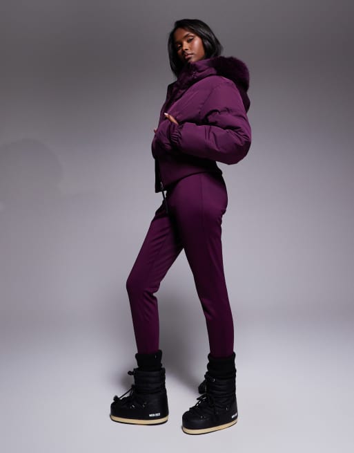 Pantalones de esquí color ciruela hidrófugos de corte pitillo de softshell de ASOS 4505 Ski, 5 de 5
