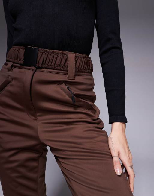 Pantalones de esquí marrón café de pernera recta con cinturón de tejido estilo softshell de ASOS 4505 Ski Tall, 5 de 5