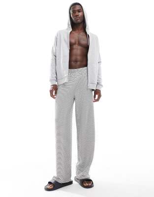 Pantalones de estar por casa a rayas negras y color crudo de ASOS DESIGN