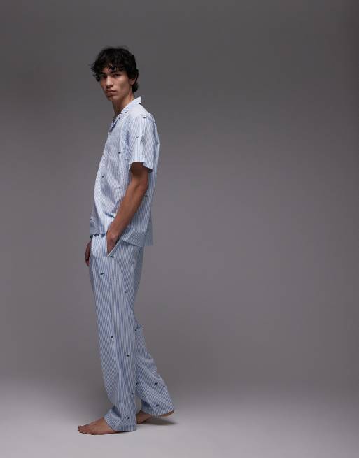 Pantalones de estar por casa azul claro con estampado integral de cocodrilos de Lacoste, 3 de 5