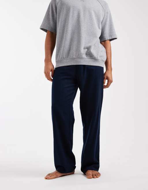 Pantalones de estar por casa azul marino de algodón cepillado de ASOS DESIGN, 2 de 4