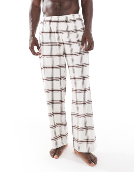 Pantalones de estar por casa beis a cuadros de ASOS DESIGN