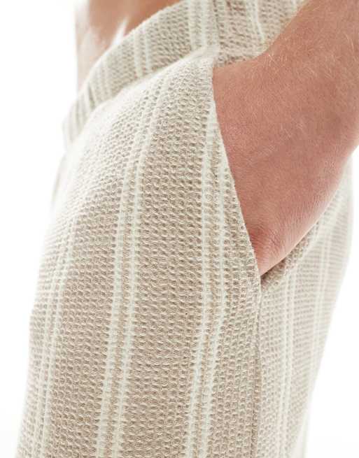 Pantalones de estar por casa beis a rayas de tejido texturizado de ASOS DESIGN, 2 de 4