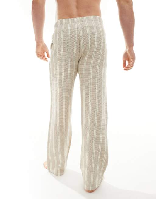 Pantalones de estar por casa beis a rayas de tejido texturizado de ASOS DESIGN, 4 de 4
