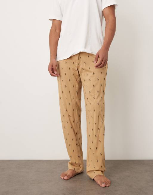 Pantalones de estar por casa color camel con logo integral Icon de Polo Ralph Lauren