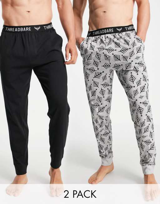 Pantalones de estar por casa de color gris y negro con estampado de helecho de Threadbare