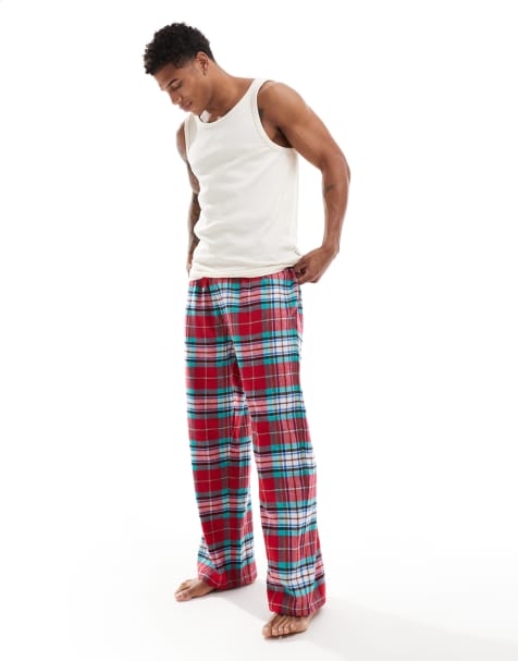 Pantalones de estar por casa rojos a cuadros escoceses de ASOS DESIGN - view 1
