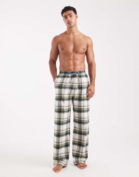 Pantalones de estar por casa verdes a cuadros con acabado cepillado de ASOS DESIGN - view 1
