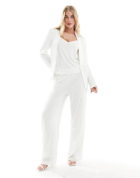 Pantalones de novia blancos de pernera ancha de lentejuelas de Vila (parte de un conjunto) - view 1