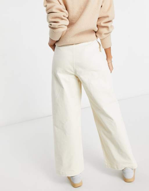 Pantalones de pernera ancha blancos de pana de algodón Naomi de Monki, 2 de 4