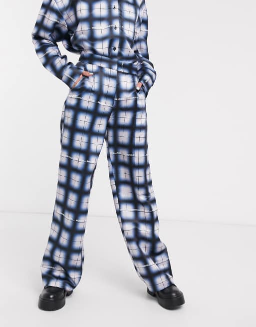 Pantalones de pernera ancha con estampado de cuadros de COLLUSION, 4 de 4