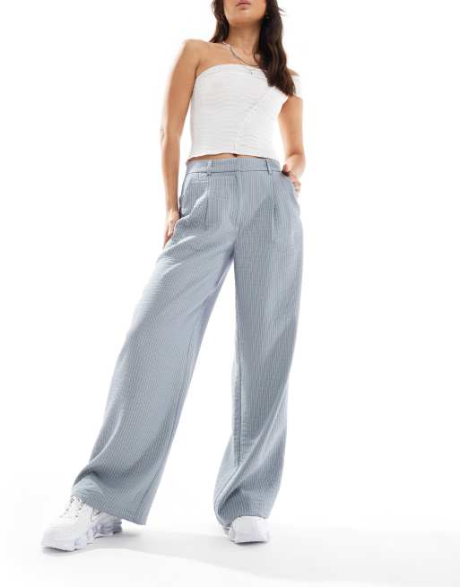 Pantalones de pernera ancha holgada a rayas de lino de COLLUSION
