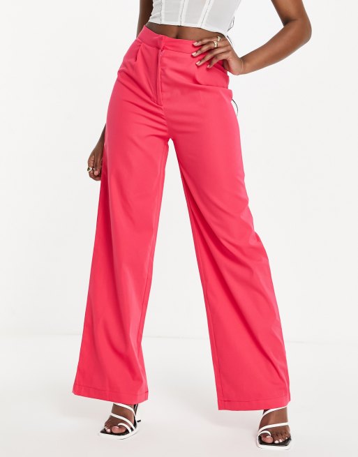 Pantalones de pernera ancha rosa intenso de Missy Empire (parte de un conjunto)