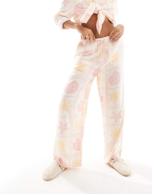 Pantalones de pernera ancha sin cierres con estampado de mosaico de mezcla de lino de ASOS DESIGN, 3 de 5