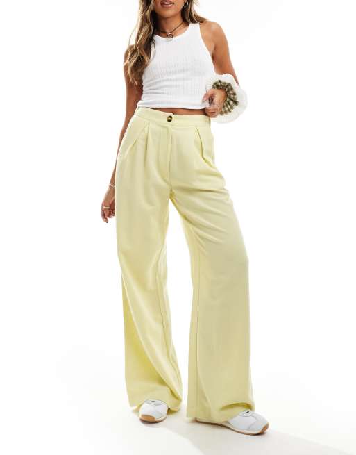 Pantalones de pernera ancha y corte masculino de tejido efecto lino de Reclaimed Vintage