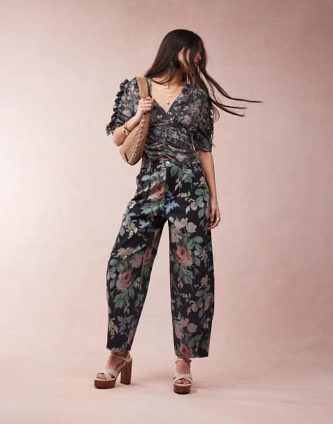 Pantalones de pernera barrel con estampado floral de ASOS DESIGN - view 1