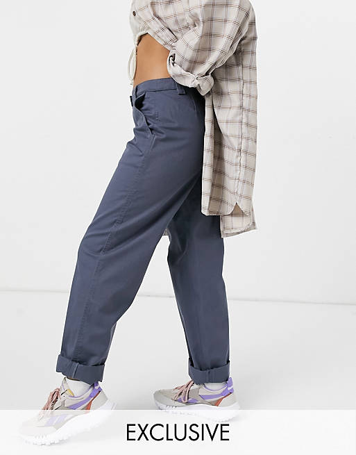 Pantalones de pernera recta azules de sarga de COLLUSION