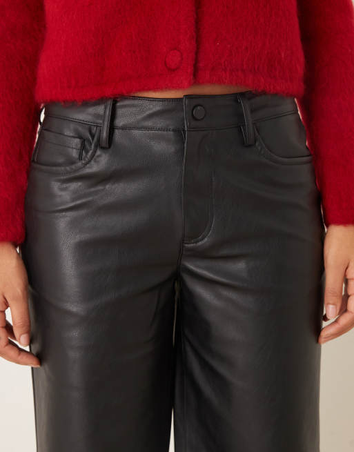 Pantalones de piel sintética de pernera ancha con detalle de costuras de Vila, 5 de 5