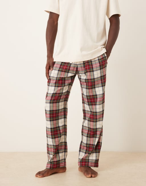 Pantalones de pijama a cuadros rojos y color crema de franela de Abercrombie & Fitch