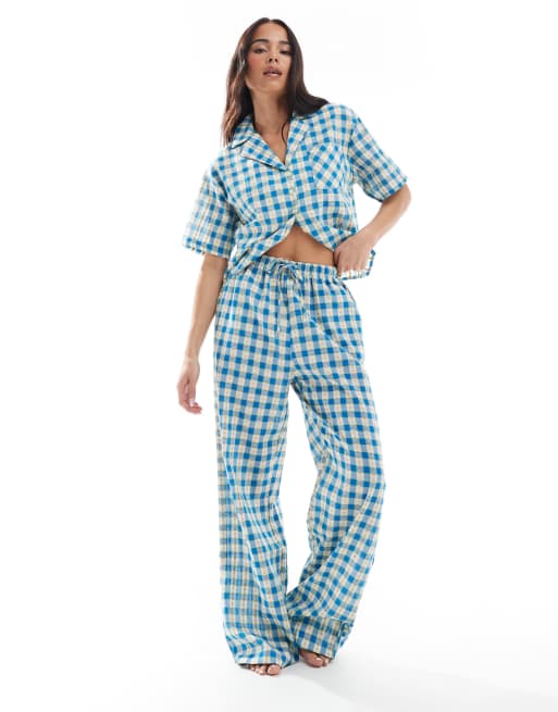 Pantalones de pijama a cuadros sin cierres con estampado floral de Daisy Street