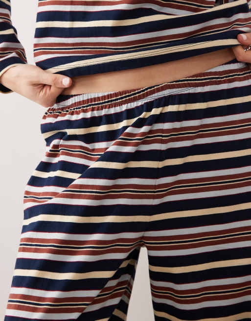 Pantalones de pijama a rayas azul marino, amarillas y marrones Taylor de ASOS DESIGN, 3 de 4