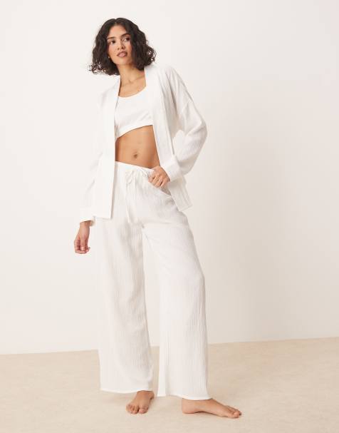 Pantalones de pijama blancos extragrandes de Luna (parte de un conjunto) - view 1