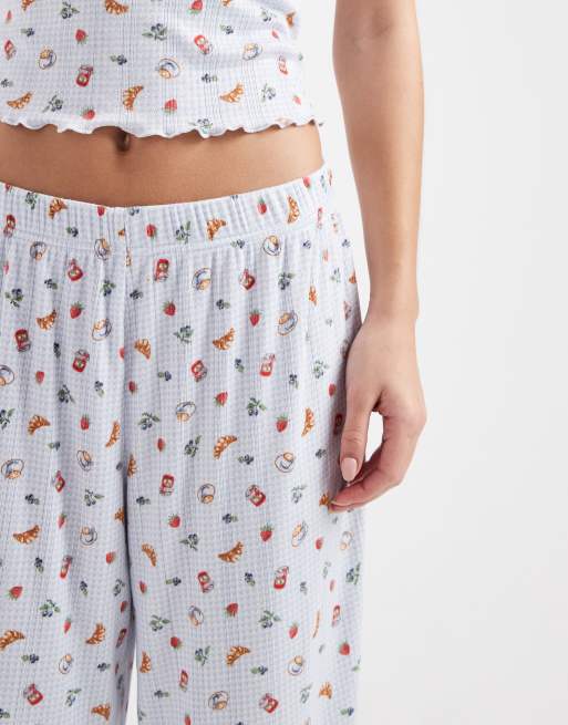 Pantalones de pijama con estampado de brunch de punto pointelle de Miss Selfridge, 4 de 5