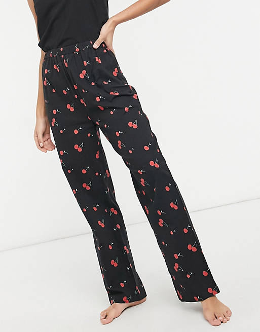 Pantalones de pijama con estampado de cerezas estilo años 90 de Daisy Street