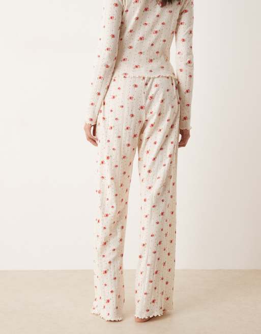 Pantalones de pijama con estampado de florecitas de punto pointelle Mix & Match de ASOS DESIGN Tall, 3 de 4