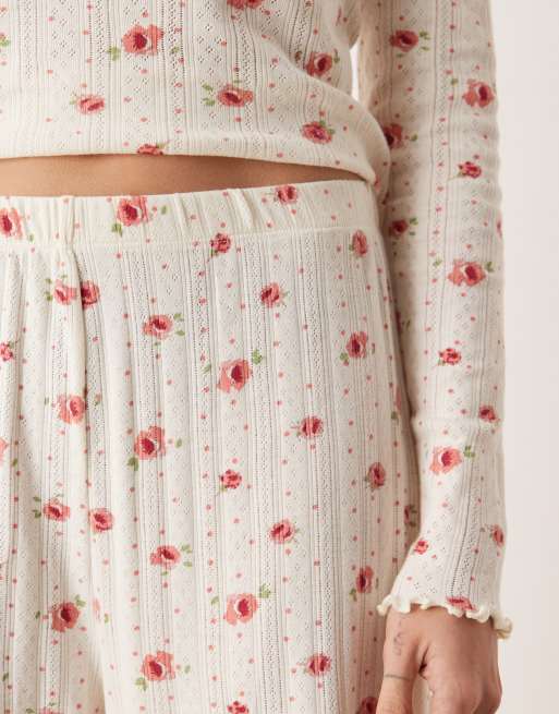 Pantalones de pijama con estampado de florecitas de punto pointelle Mix & Match de ASOS DESIGN Tall, 4 de 4