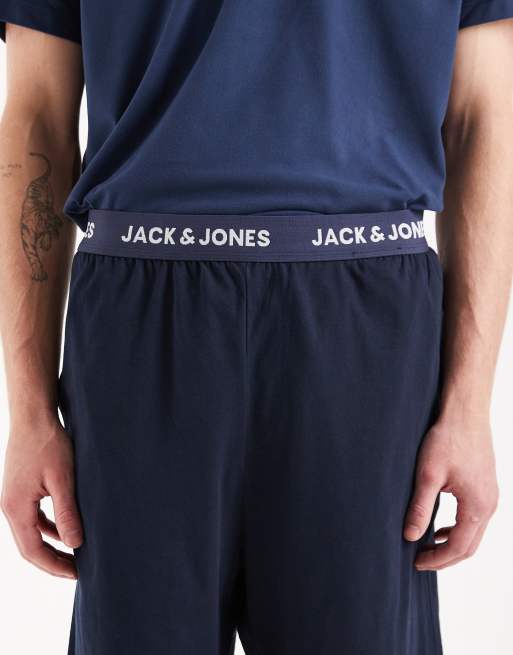 Pantalones de pijama cortos azul marino con banda con logo de Jack & Jones, 4 de 5