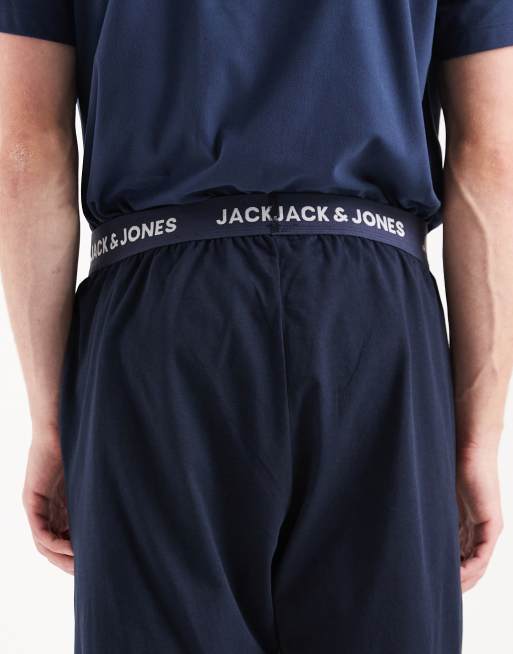 Pantalones de pijama cortos azul marino con banda con logo de Jack & Jones, 5 de 5