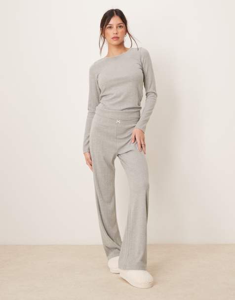 Pantalones de pijama gris claro de pointelle de Abercrombie & Fitch (parte de un conjunto) - view 1