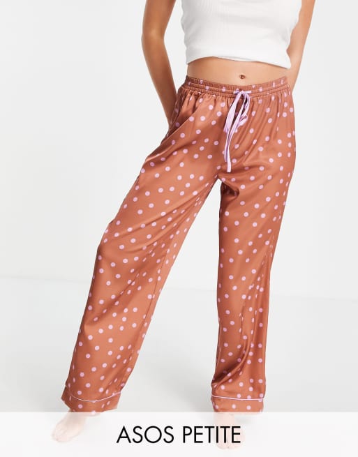 Pijama marrón con estampado de lunares de satén Mix & Match de ASOS DESIGN, 5 de 5