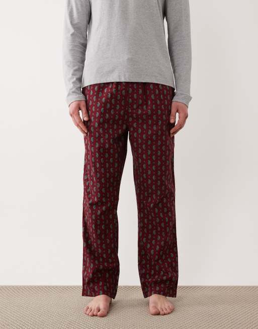Pantalones de pijama rojos con estampado de cachemir de franela de GANT, 2 de 5