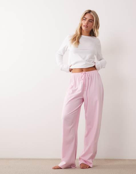 Pantalones de pijama rosa claro de algodón Mix & Match de ASOS DESIGN Petite - view 1