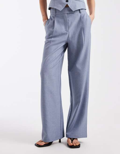 Pantalones de sastre azul añil envejecido de pernera ancha de ONLY (parte de un conjunto), 2 de 5
