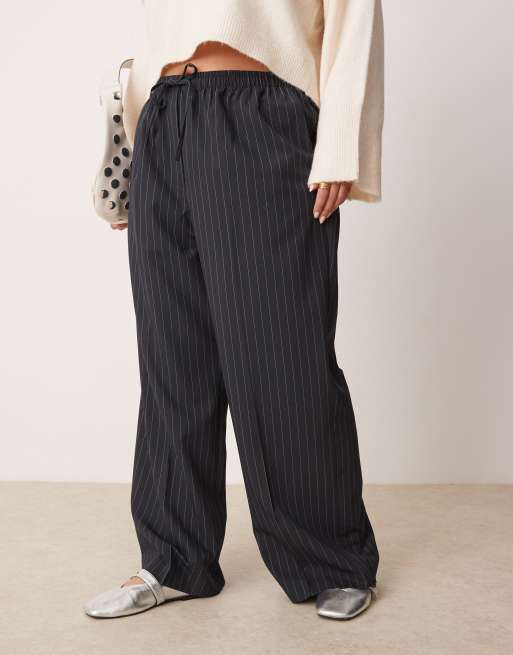 Pantalones de sastre azul marino a rayas sin cierres de ASOS DESIGN Curve, 2 de 5