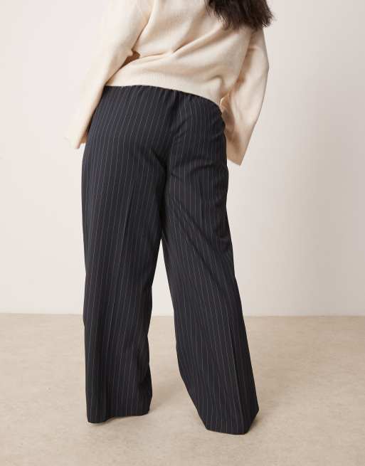 Pantalones de sastre azul marino a rayas sin cierres de ASOS DESIGN Curve, 4 de 5