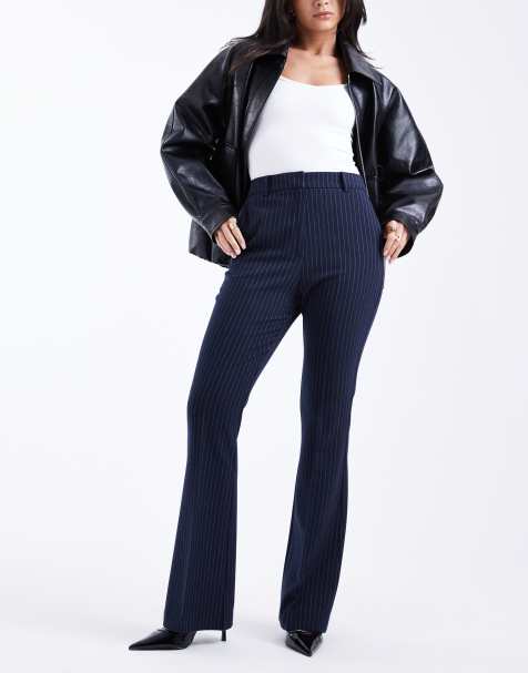 Pantalones de sastre azul marino de corte acampanado holgado con raya diplomática de ASOS DESIGN - view 1