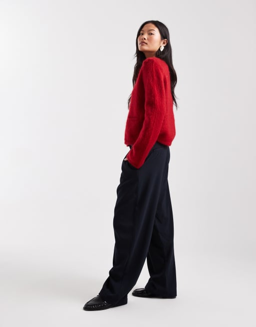 Pantalones de sastre azul marino de corte barrel arqueado de ASOS DESIGN Petite , 2 de 5